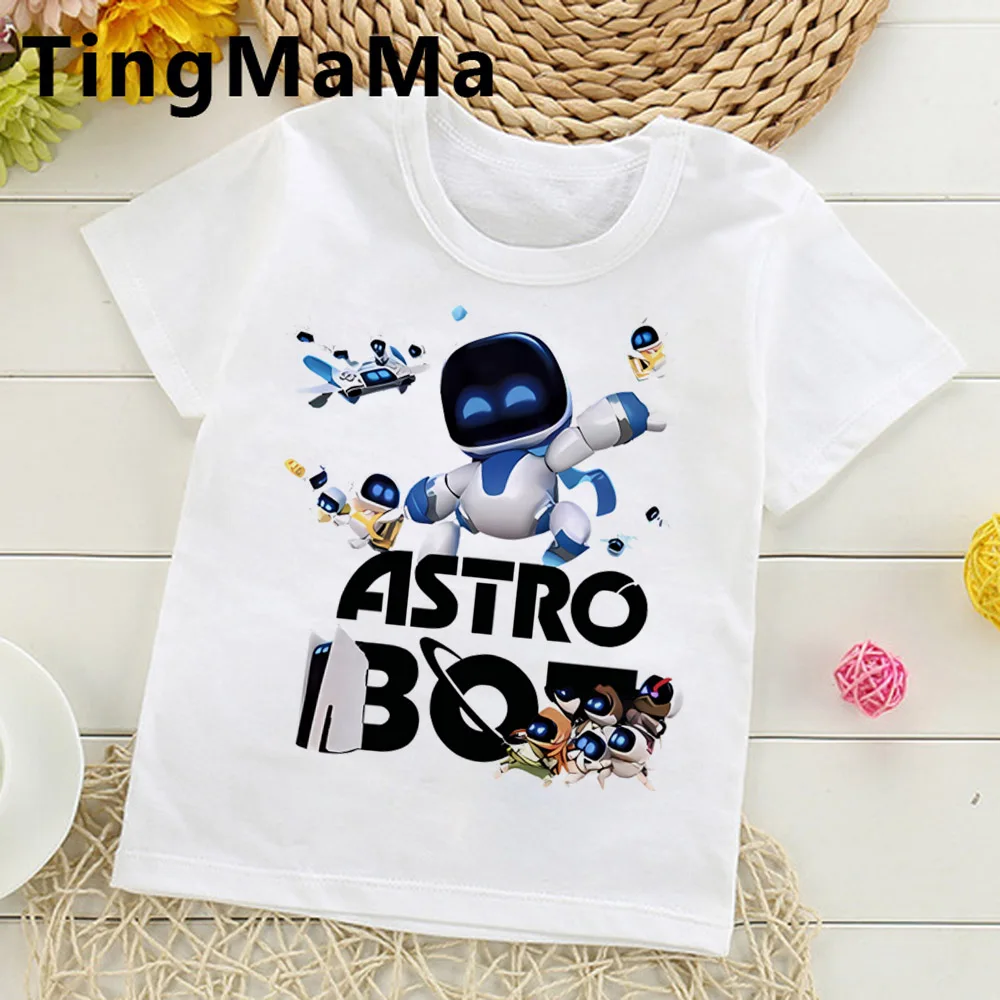 アストロボット Tシャツ子供のためのかわいい漫画フィギュアグラフィック Tシャツボーイズカジュアル半袖トップスファッション子供服