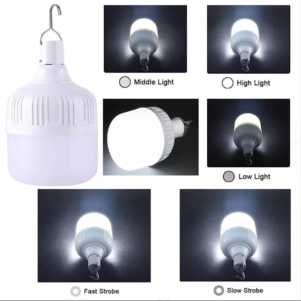 Luces portátiles para acampar al aire libre, lámpara recargable por USB, gancho de bombilla LED de emergencia, tiendas de campaña de alta potencia, linterna, luces nocturnas, 1-8 Uds.