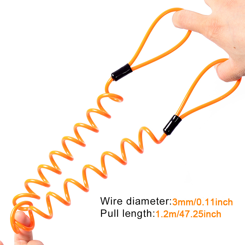 SPEWPRP 120 センチメートルオートバイブレーキディスクロックスクーターリマインダーケーブル自転車スプリングロープバッグ盗難防止ケーブル保護アラームロック