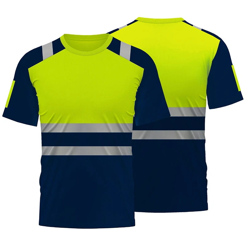 Camisas de trabajo de seguridad de alta visibilidad, camiseta de trabajo transpirable de verano, camiseta reflectante, camisas de alta visibilidad de secado rápido, talla grande XXXL