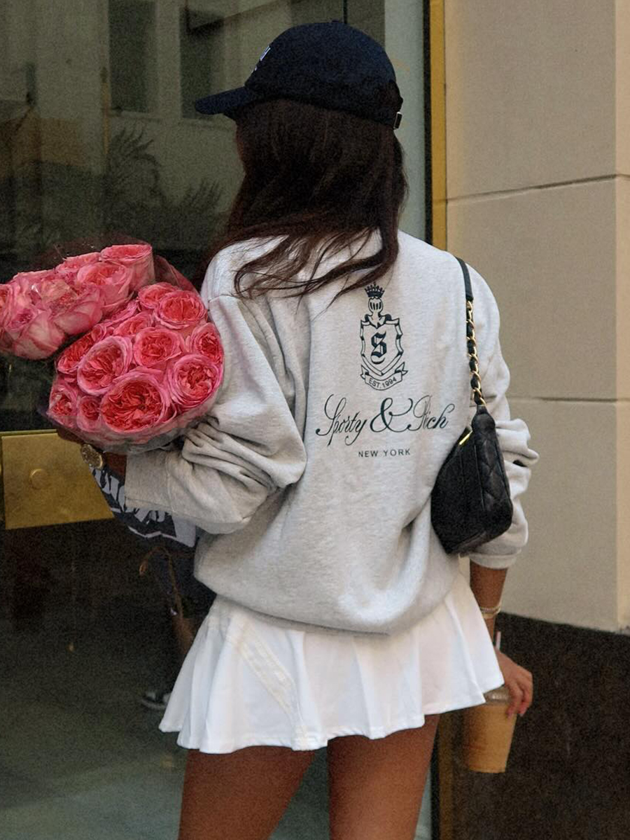 Sudadera con estampado de letras de Nueva York para mujer, jersey clásico de manga larga con cuello redondo, sudadera informal Vintage deportiva rica, novedad de 2024