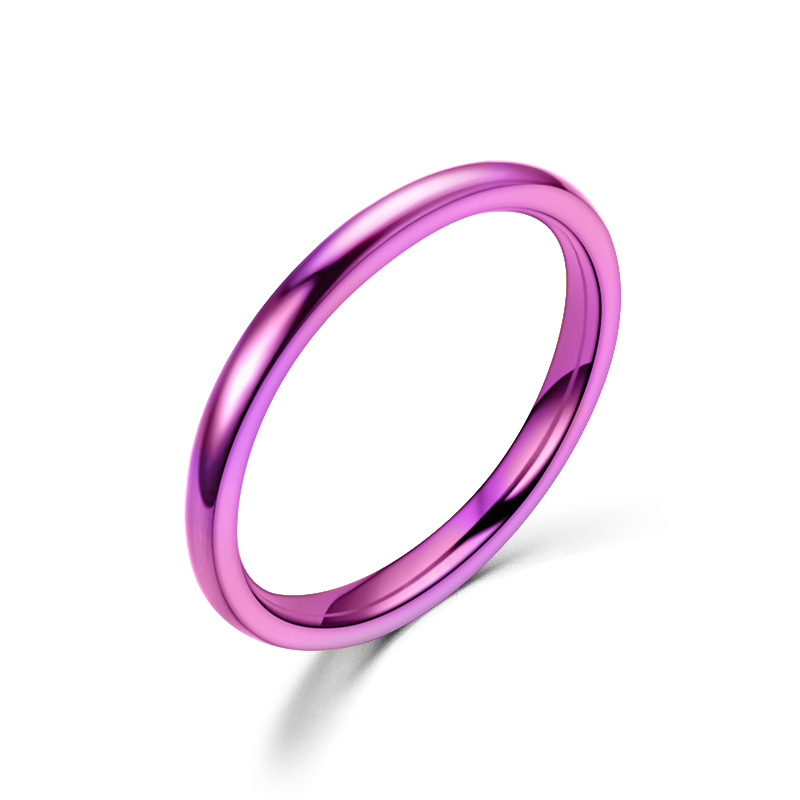 Anéis finos de aço inoxidável de 2 mm, ouro rosa, anéis simples de aço de titânio para mulheres, presentes para meninas
