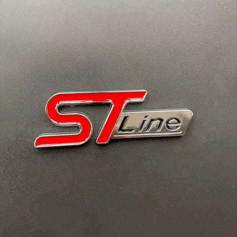 Logotipo de Metal 3D, emblema de línea ST, insignia para maletero de coche para Ford Edge Puma Kuga Mondeo Fiesta Ecosport Focus ST, accesorios adhesivos de línea