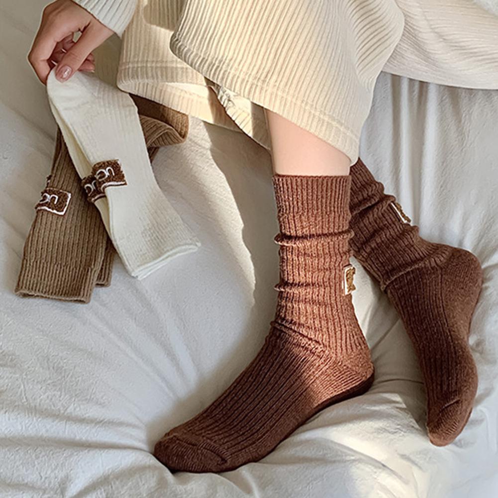 Calcetines de invierno acogedores y gruesos hasta media pantorrilla, calzado informal de algodón suave, cálido y cómodo, medias de temporada