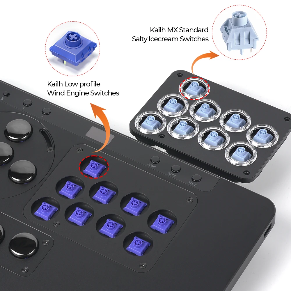 Controlador sin palanca Arcade Haute42 AltaPad X Stickless Fightstick para PC/PS4/PS5, controlador Hitbox, módulo ambiental RGB PL/MX