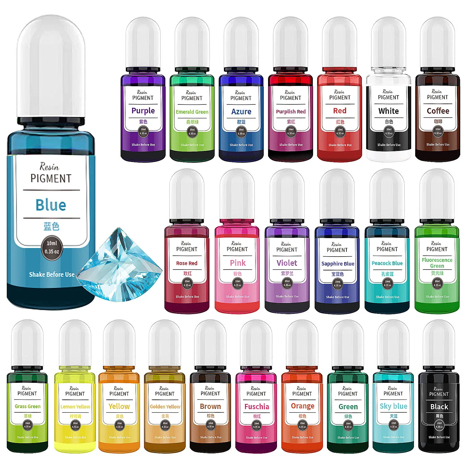 Epoxy Resin Paint Pigment 24 Color Concentrated Liquid Resin Dye Colorant for Resin Coloring Jewelry Resin Art Crafts DIY Making