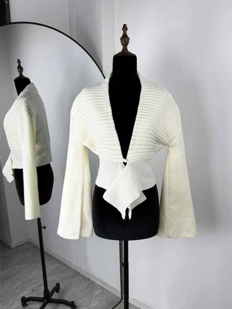 Tossy Weißer Vintage-Strickpullover, Strickjacke für Frauen, aushöhlen, locker, elegant, Herbst 2025, Vertuschung, Strickwaren, weibliche Strickjacke