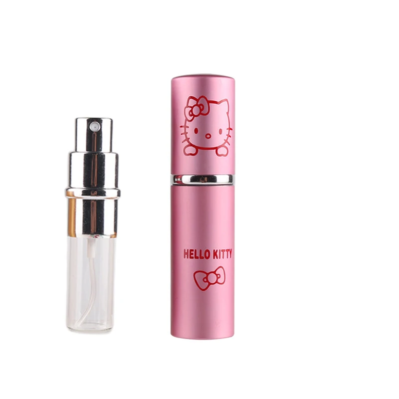 Botella de Perfume Sanrio Hello Kitty de 10ml, Mini tarro de pulverización recargable portátil con patrón de dibujos animados, bomba de aroma, envases cosméticos vacíos