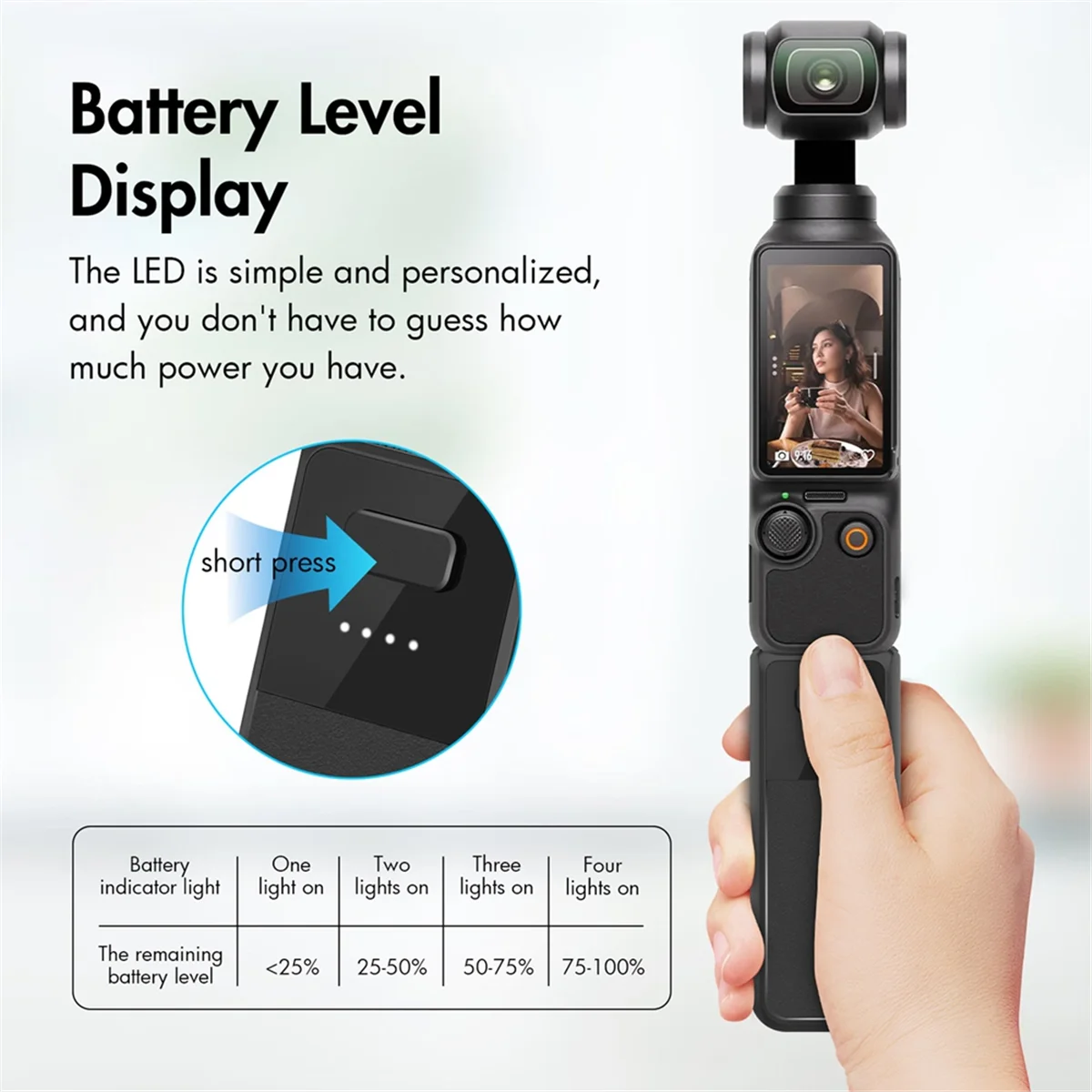 Newest Handheld Power Bank for DJI Osmo Pocket 3 Hand Grip 2800mAh Battery Handle with Type-C Interface Battery Grip