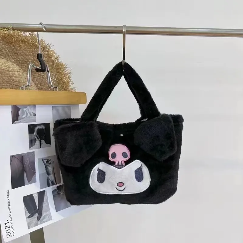 Kawaii Sanrio Plush กระเป๋า My Melody Kuromi การ์ตูนสัตว์กระเป๋าถือน่ารัก Cinnamoroll Storage Tote กระเป๋าผู้หญิงของขวัญวันเกิด