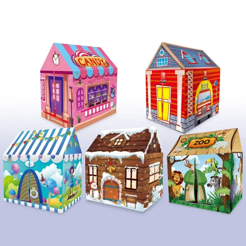 Casa de juegos para niños, tienda de campaña de juguete, dinosaurio, helado rosa, Castillo de princesa para niño y niña, tienda de juegos portátil para interiores y exteriores