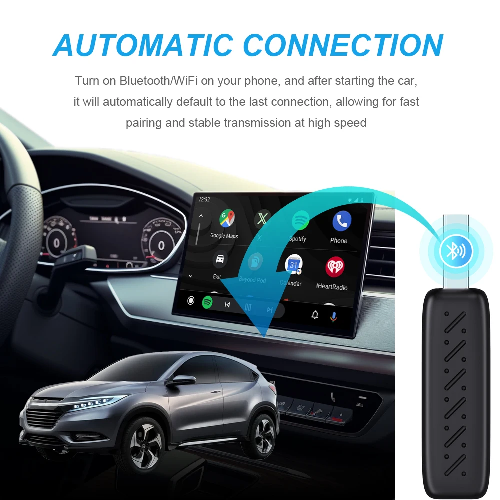 Nuevo Mini adaptador inalámbrico Carplay 2 en 1 y adaptador inalámbrico Android Auto con cable a Plug And Play inalámbrico para coches OEM 99%
