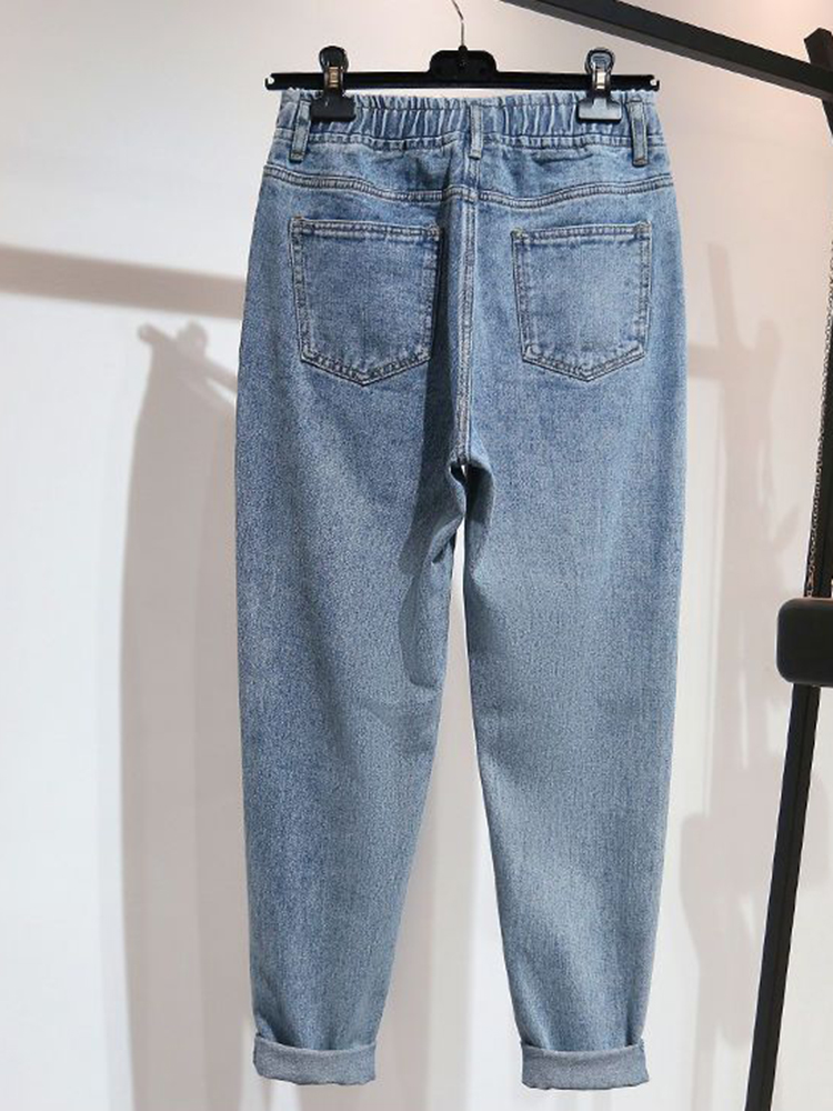 ビッグサイズ 5xl ハイウエストハーレムジーンズ足首までの長さのヴィンテージストレートデニムパンツだぶだぶ Vaqueros 新しいズボン女性カジュアル Spodnie