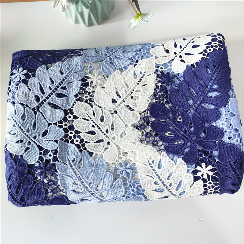 50ซม. ผ้าลูกไม้ละลายน้ำได้สำหรับผู้หญิงชุดเดรสปักลายฉลุใบไม้ชุดเดรสผู้หญิงผ้าผสมลูกไม้