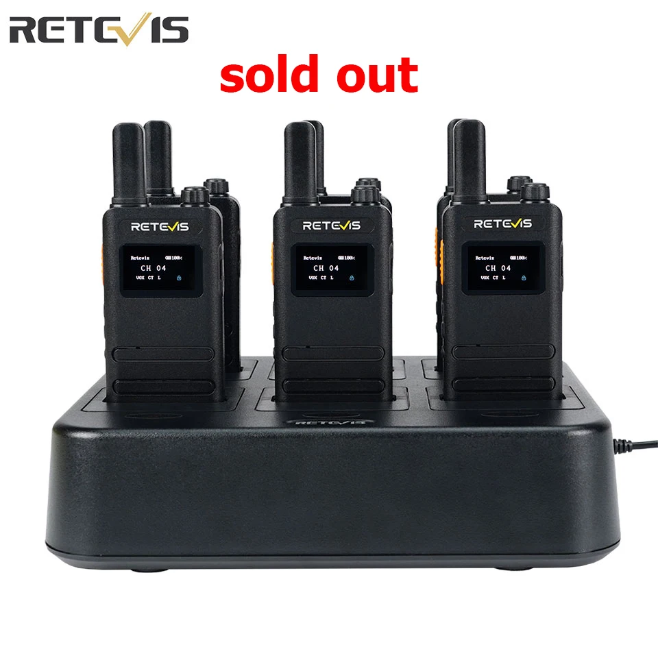 Retevis B63S (3a generación RT22) Mini walkie-talkies PMR446/FRS Pantalla LCD delgada recargable para restaurante Boutique Store (paquete de 6)