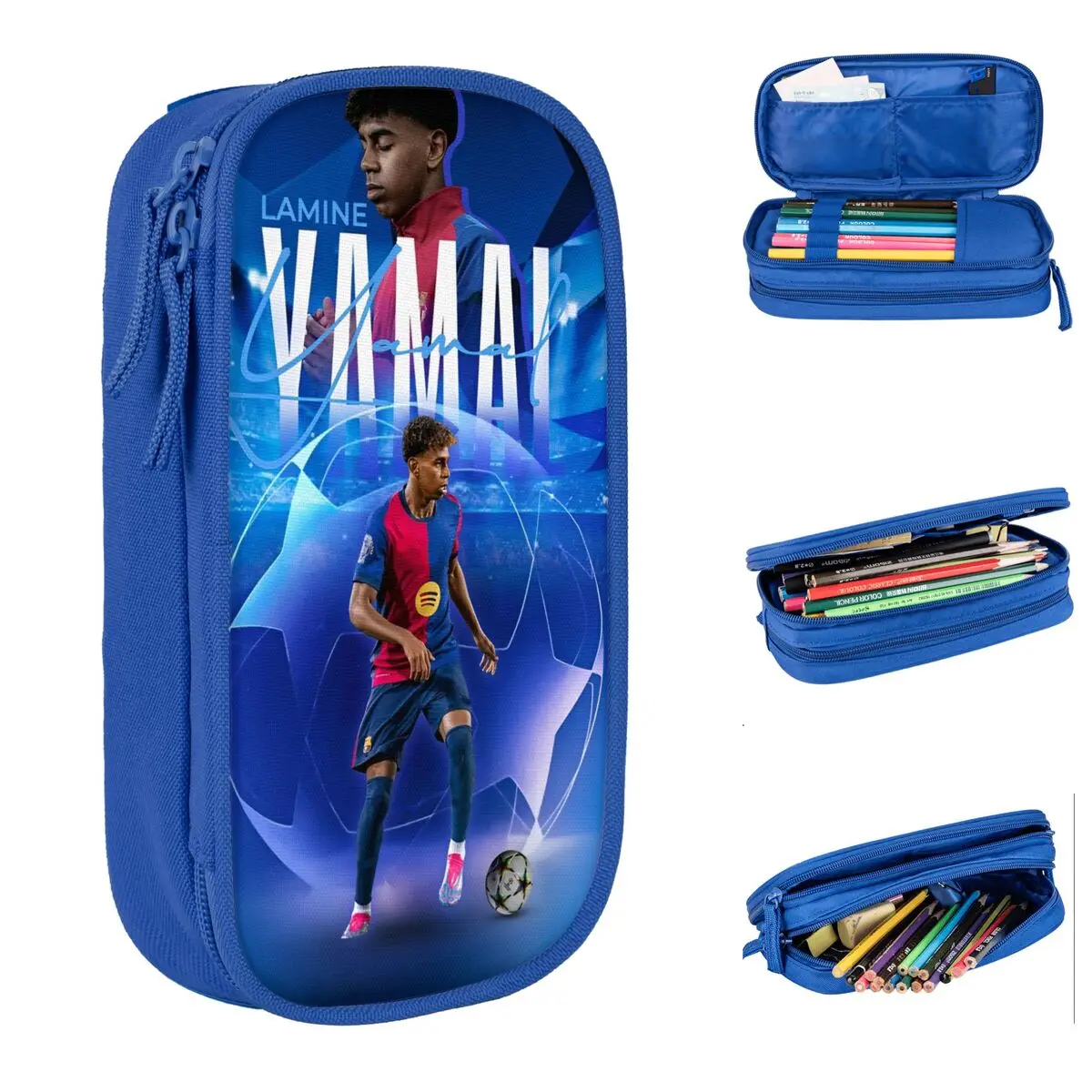 Lamine Y-Yamal Pencil Case Classic Football Star Pen Box Bag for Student Large Storage Students School Cosmetic Pencilcases