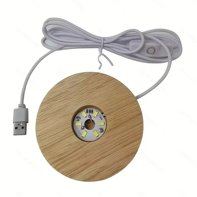 Luces decorativas de escritorio de madera, Base de luz, luz nocturna, pantalla Led Usb de madera, soporte de exhibición, lámpara, adorno artístico