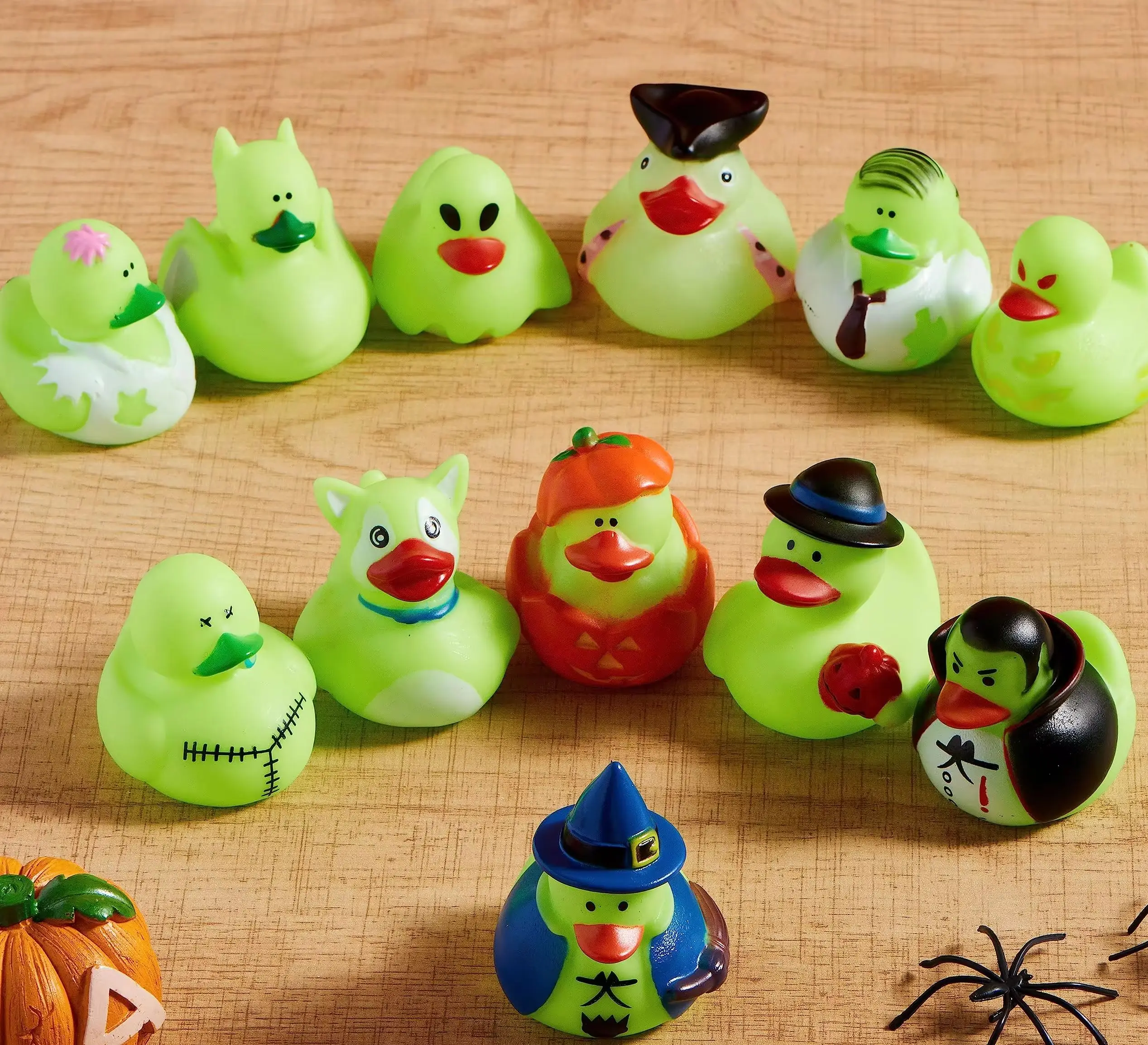Glow-in-the-Dark Rubber Duck, Presente do banho do Dia das Bruxas, Trick or Treat Present, Presente do tema do Dia das Bruxas, Ducky Squeaker Party, 24pcs