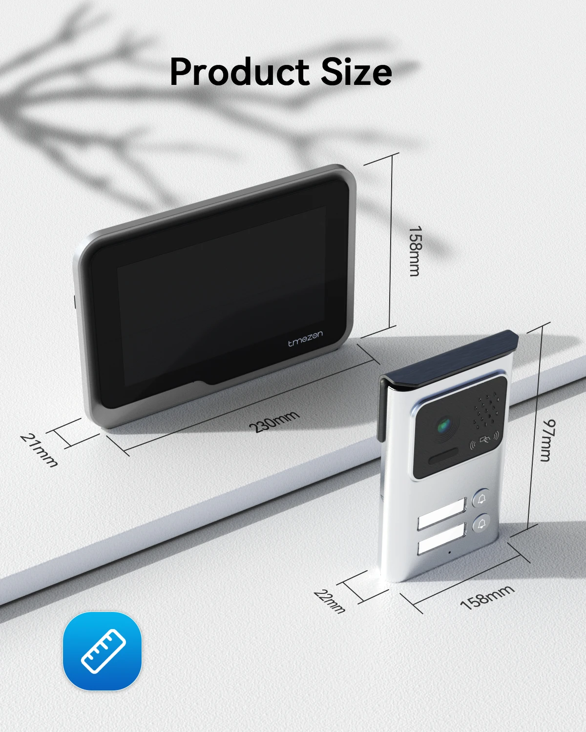 TMEZON-videoportero con WiFi de 2 cables, pantalla táctil de 7 pulgadas con timbre con cable de 1080P, aplicación 3 en 1/deslizamiento de tarjeta/Monitor Tuya
