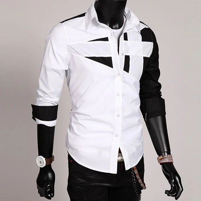 Sỉ 2021 Thời Trang Xuân Hè Công Sở Nam Không Đều Miếng Dán Cường Lực Camisa Masculina Mỏng Dài Tay Áo Sơ Mi