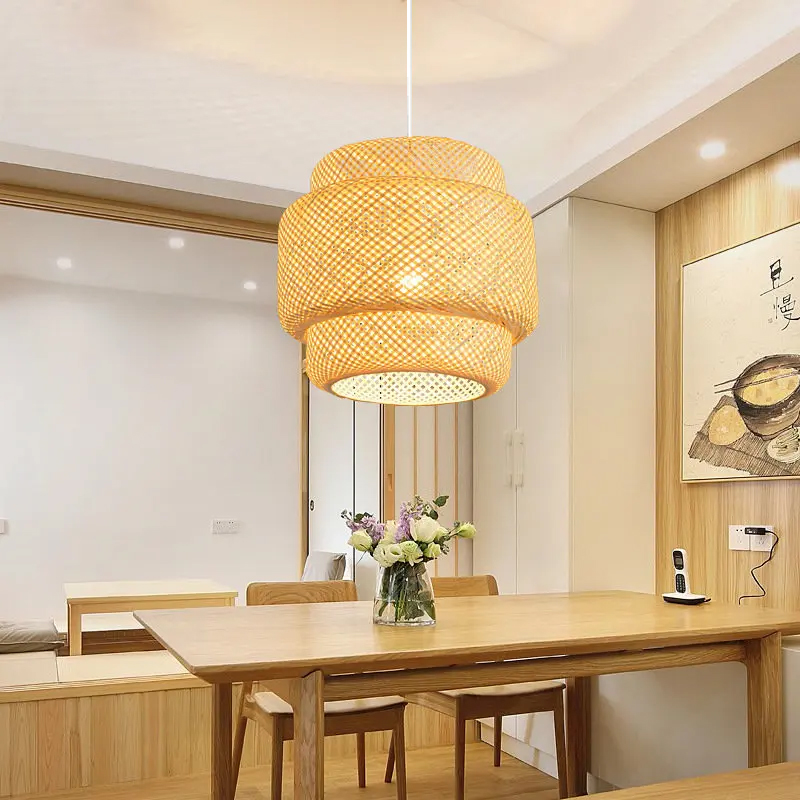 Moderno Bambu Luz Pingente, Mão Tecida, Bambu Arte Lustre, Sala de Jantar Lanterna, Lâmpada Do Quarto, 30cm