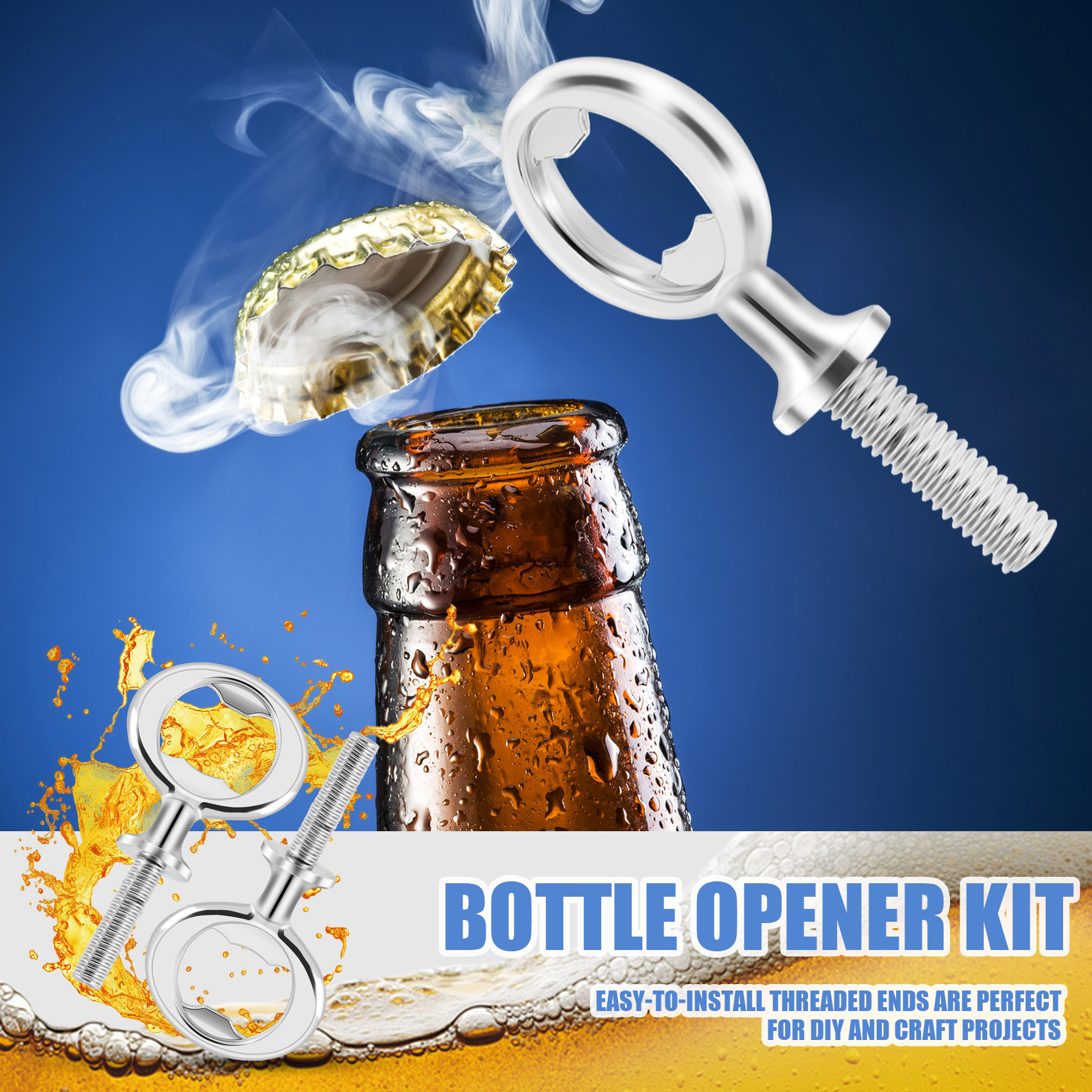 DIY,ビール,ブランク,クラフト用の金属栓抜きキット,8個