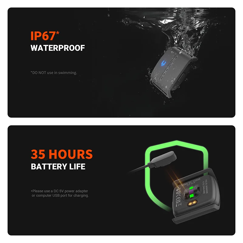 COOSPO HW9 Armband Heart Rate Monitor โซน HR/แคลอรี่ HRM Sensor สําหรับฟิตเนสขี่จักรยาน BLE5.0 ANT + สําหรับ Peloton,Zwift,Wahoo