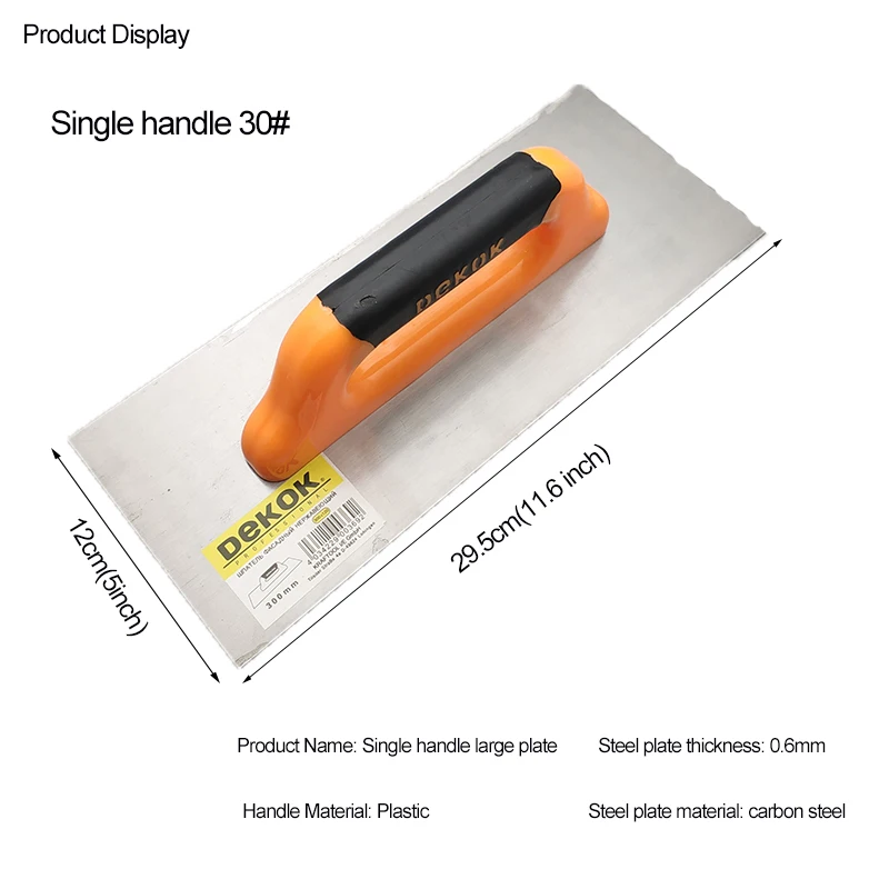 Plastering Trowel Single-handle 24.5/29.5/39.5/49.5cm Putty Scraper Gypsum Trowel Plaster Paint Feed Filling Construction Tools
