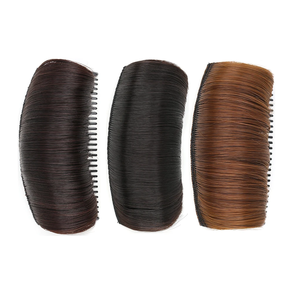 Clipe de coque invisível, base de cabelo sintético falso, almofada de cabelo fofo, ferramenta de inserção de estilo, volume, almofada de cabelo aumentada