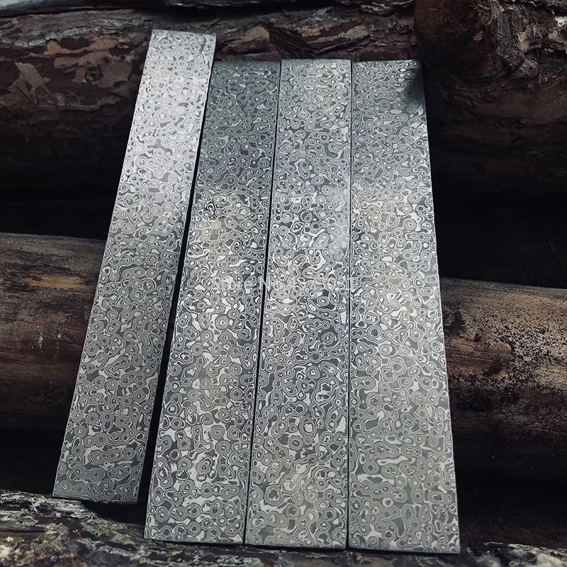 1 Stück VG10 Sandwich-Stahl für DIY-Messerherstellung Damaststahl Spirale Textur Messerklinge leer Küchenmesser Wärmebehandlung