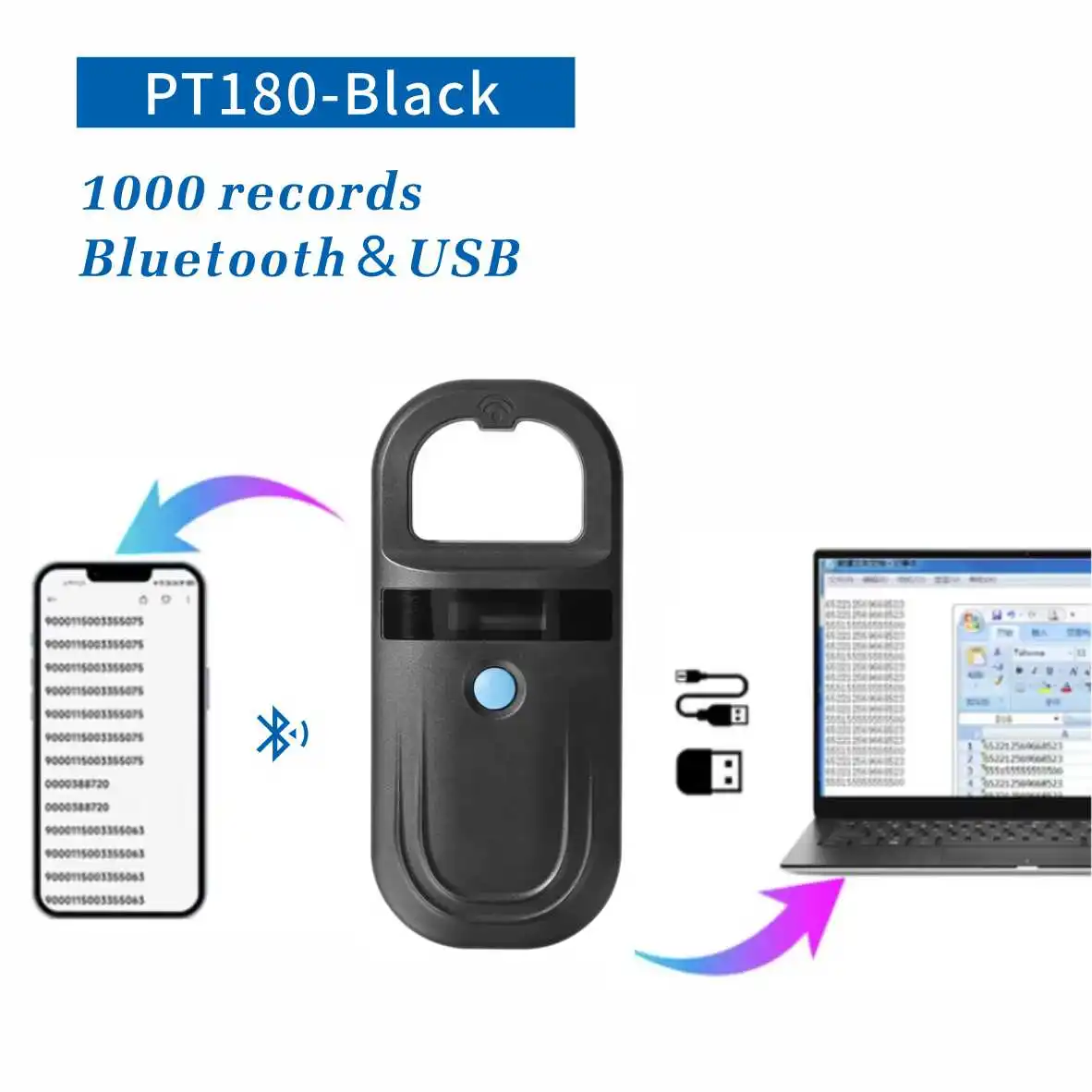 Bluetooth iso11784/5 fdx-b leitor de identificação de animais de estimação chip transponder usb rfid scanner de microchip portátil para cães, gatos, cavalos