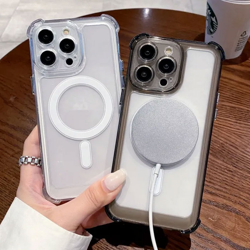 Luxus kabellose Ladung magsafe transparente Hülle für iPhone 16 15 14 plus 13 12 11 Pro Max magnetische stoß feste weiche Stoßstangen abdeckung