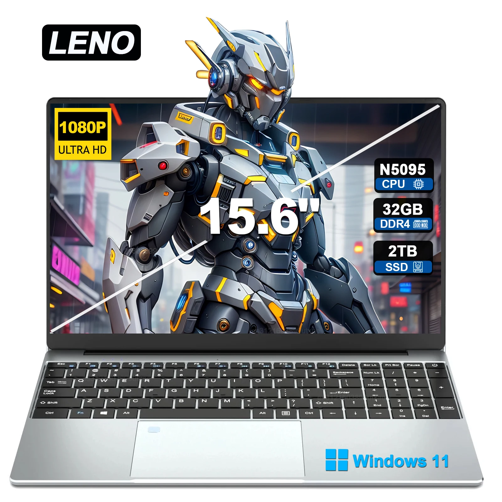 2025 NUOVO 15.6 "Laptop portatile 32 GB DDR4 2 TB SSD Intel N5095 W antindows11 Notebook PC Gamer Computer da ufficio con Fingerpri retroilluminato
