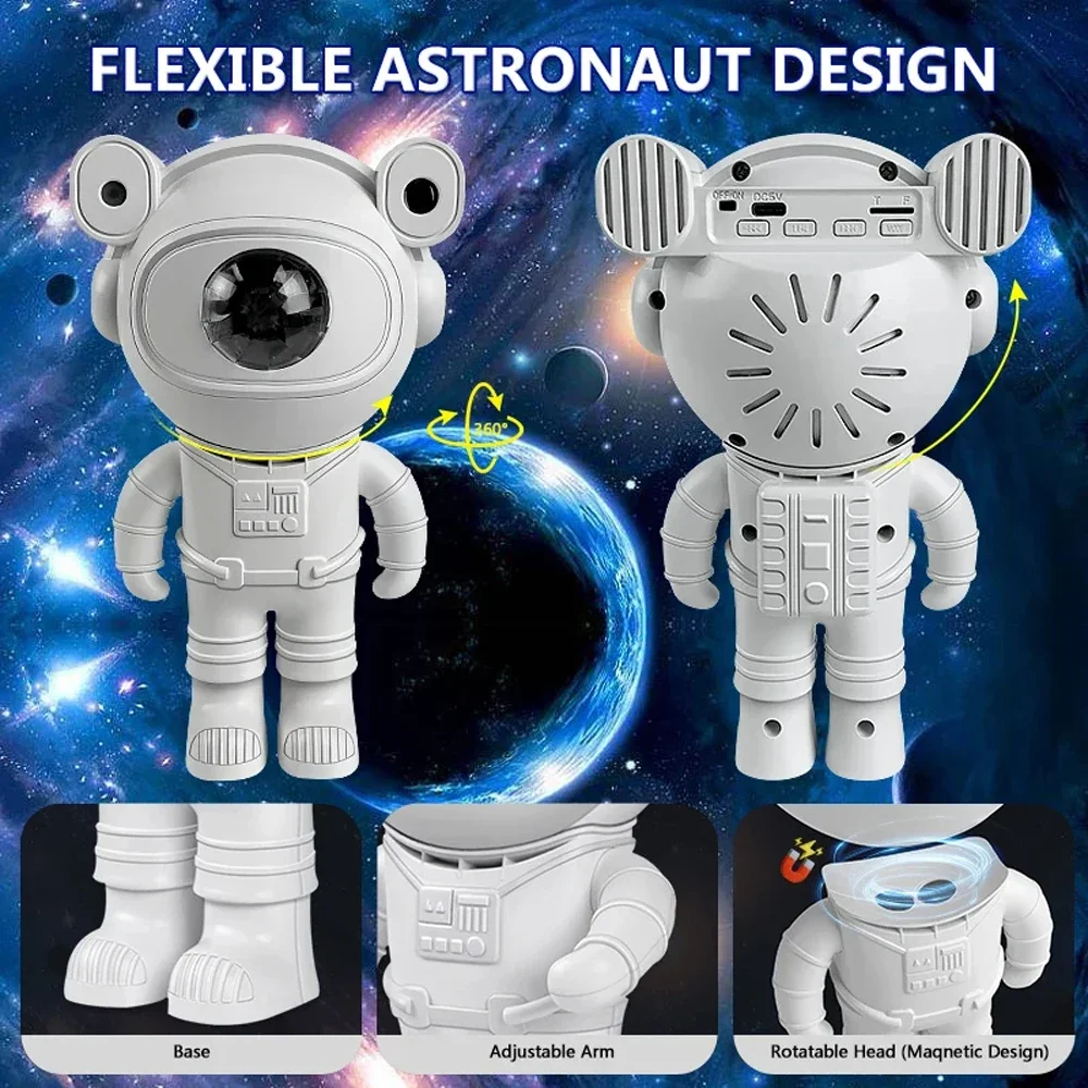 Astro Projetor Astronauta Projetor de Música Bluetooth Astro Aurora Atmosfera Luz Noturna