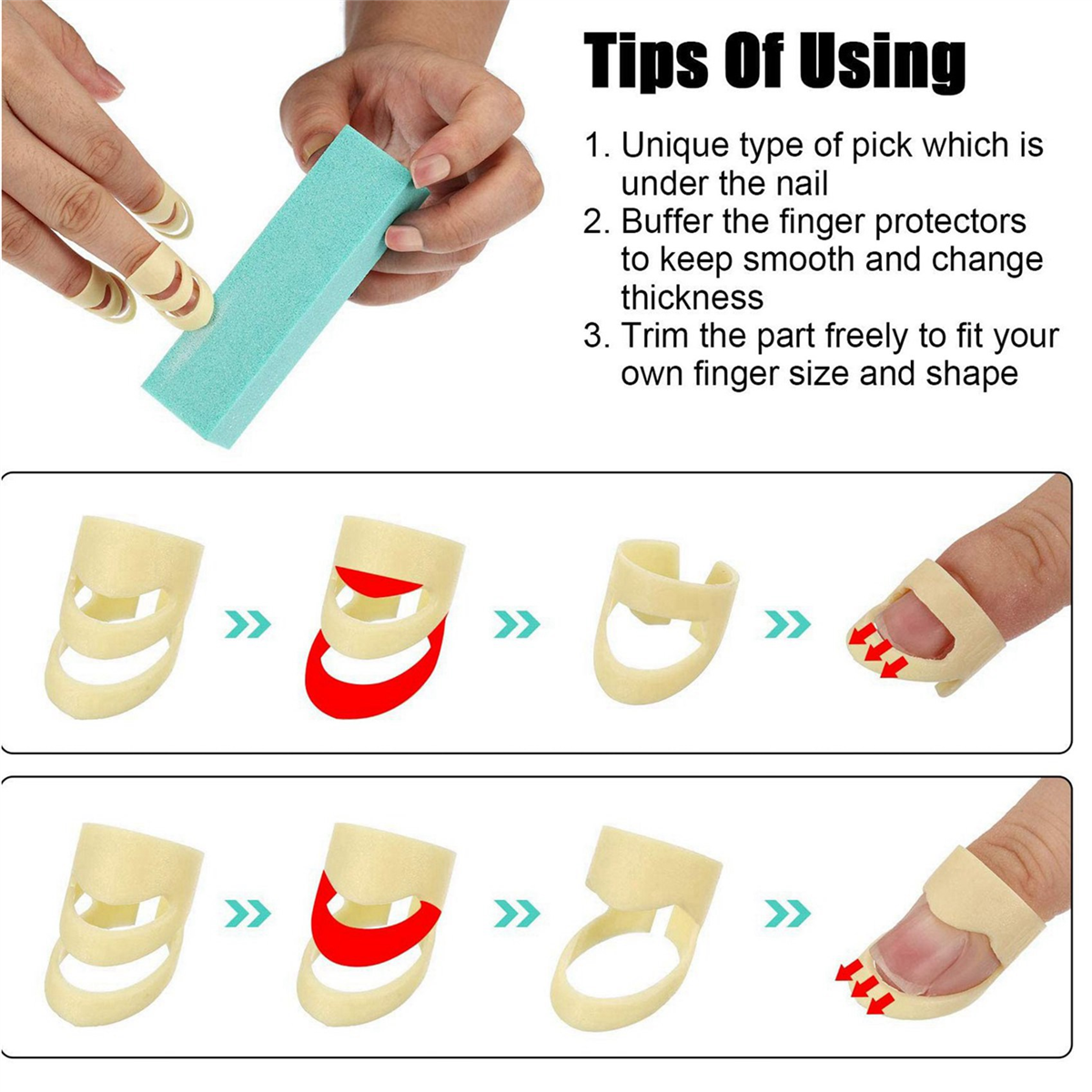 A71P 16 Stuks Plectrums Verstelbare Vinger Picks Duim Picks Medium en Grote Plastic Picks voor Gitaar Bas Banjo Ukelele