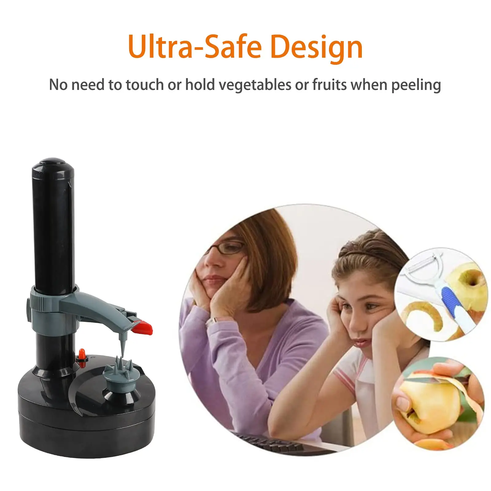 Descascador de batata espiral elétrico, descascador automático de maçã, máquina inteligente de descascar frutas e vegetais, acessórios de cozinha, ferramenta de descascar