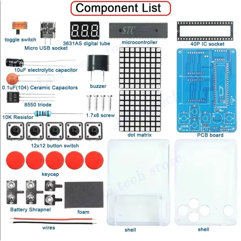 Kit di produzione per console di gioco Fai da te 51 Kit di gioco per bambini a chip singolo Gioco classico Set di giochi per macchine elettroniche per saldatura
