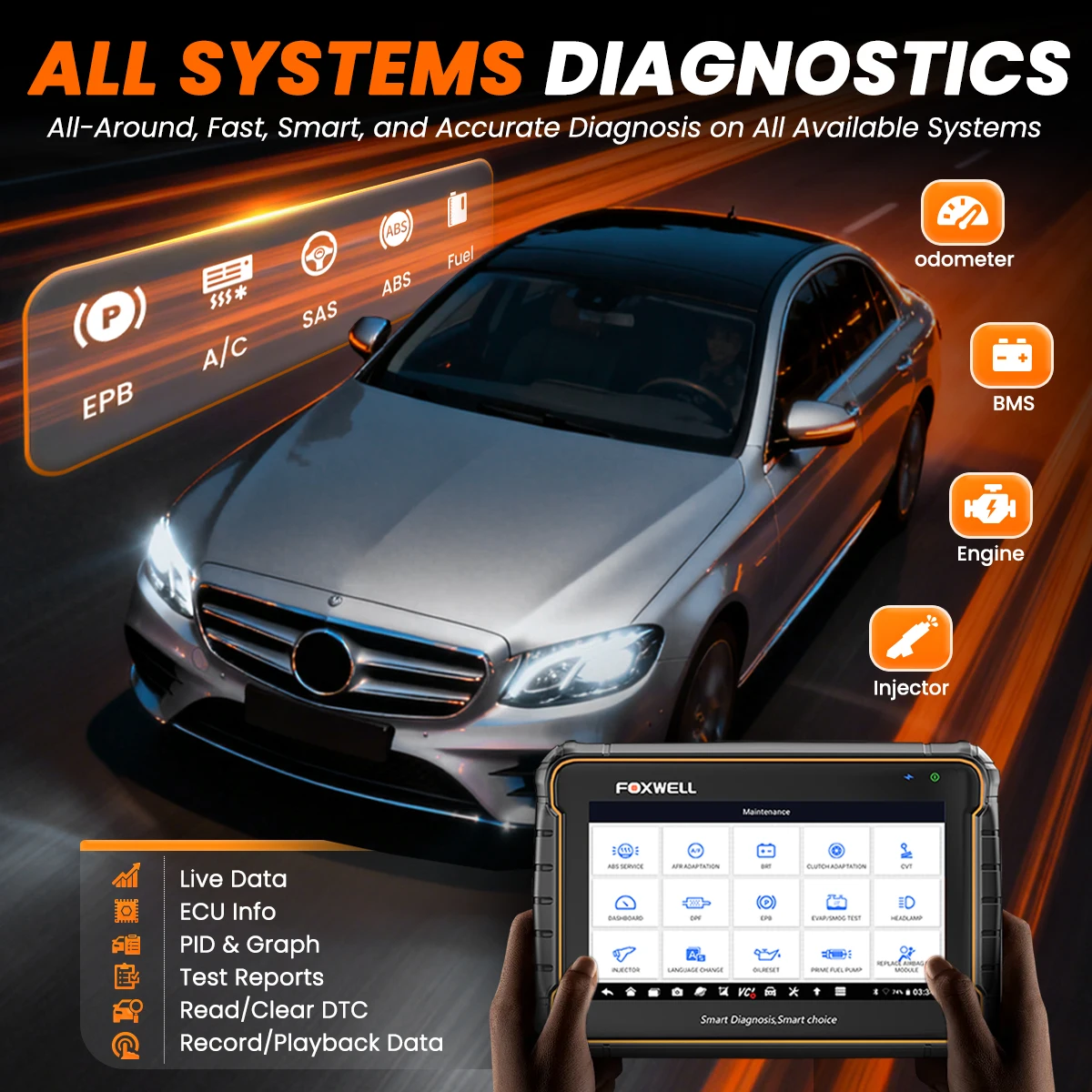 FOXWELL GT60 OBD2 Bluetooth Scanner automobile tous les systèmes 24 réinitialisation contrôle bidirectionnel professionnel OBD 2 Scanner automobile