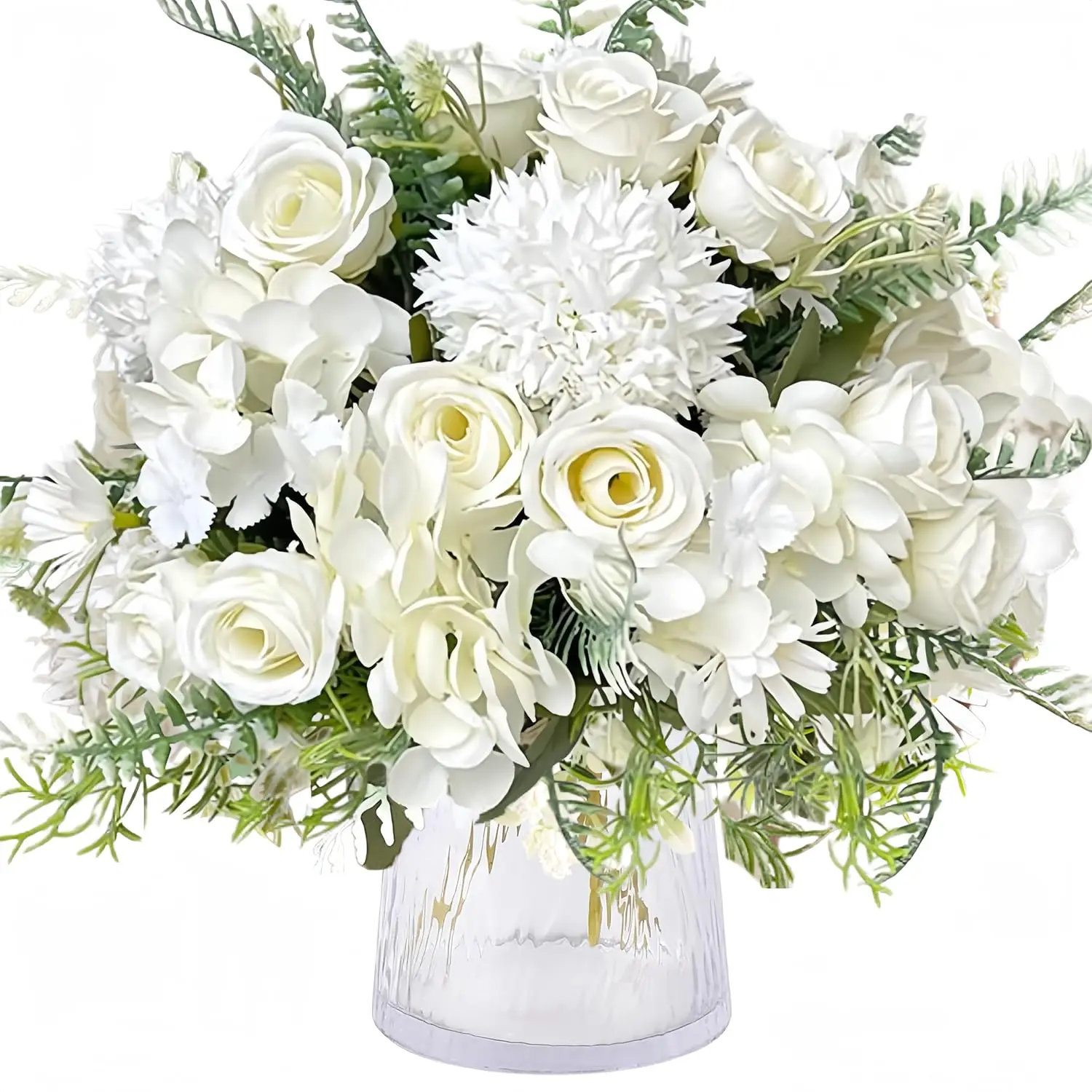 1 unidad de flores artificiales para decoración de boda, hogar, dormitorio, ramo de novia, jardín, rosas de seda falsas, jarrón de hortensias para tablero al aire libre