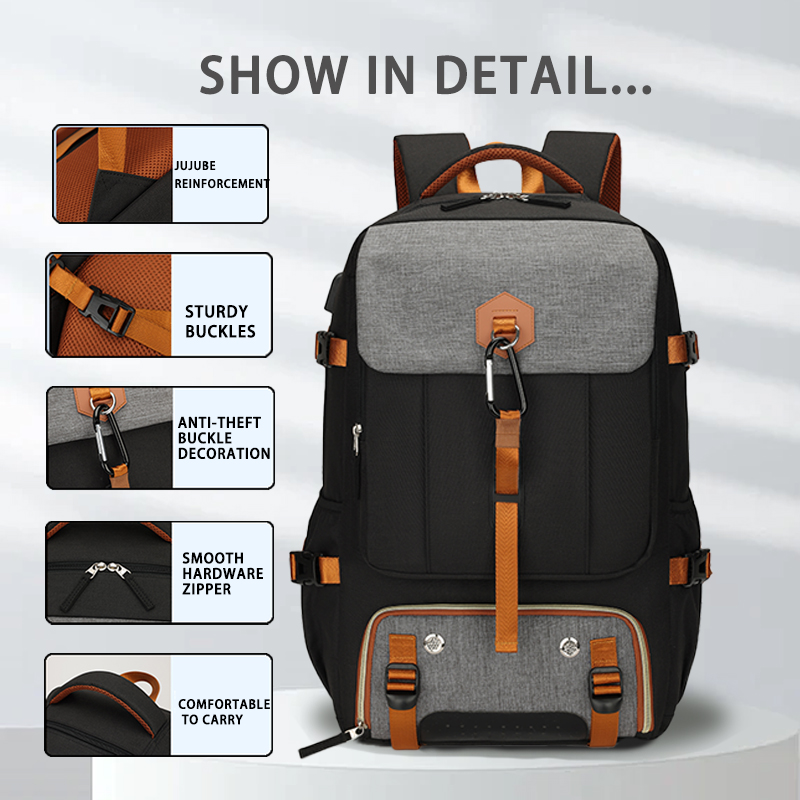 旅行用アウトドアバックパック、女性と男性用の50L防水キャンプバックパック、シューズコンパートメント付きバックパック