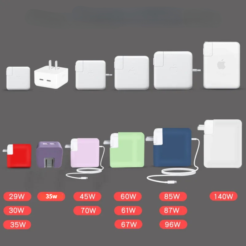 สําหรับMac Book Pro 16 15 14 13 นิ้ว 2021 2020 2019 แหล่งจ่ายไฟแล็ปท็อปซิลิโคนสําหรับMacBook 96 87 85 67 61 60 35 30 29Wกรณี