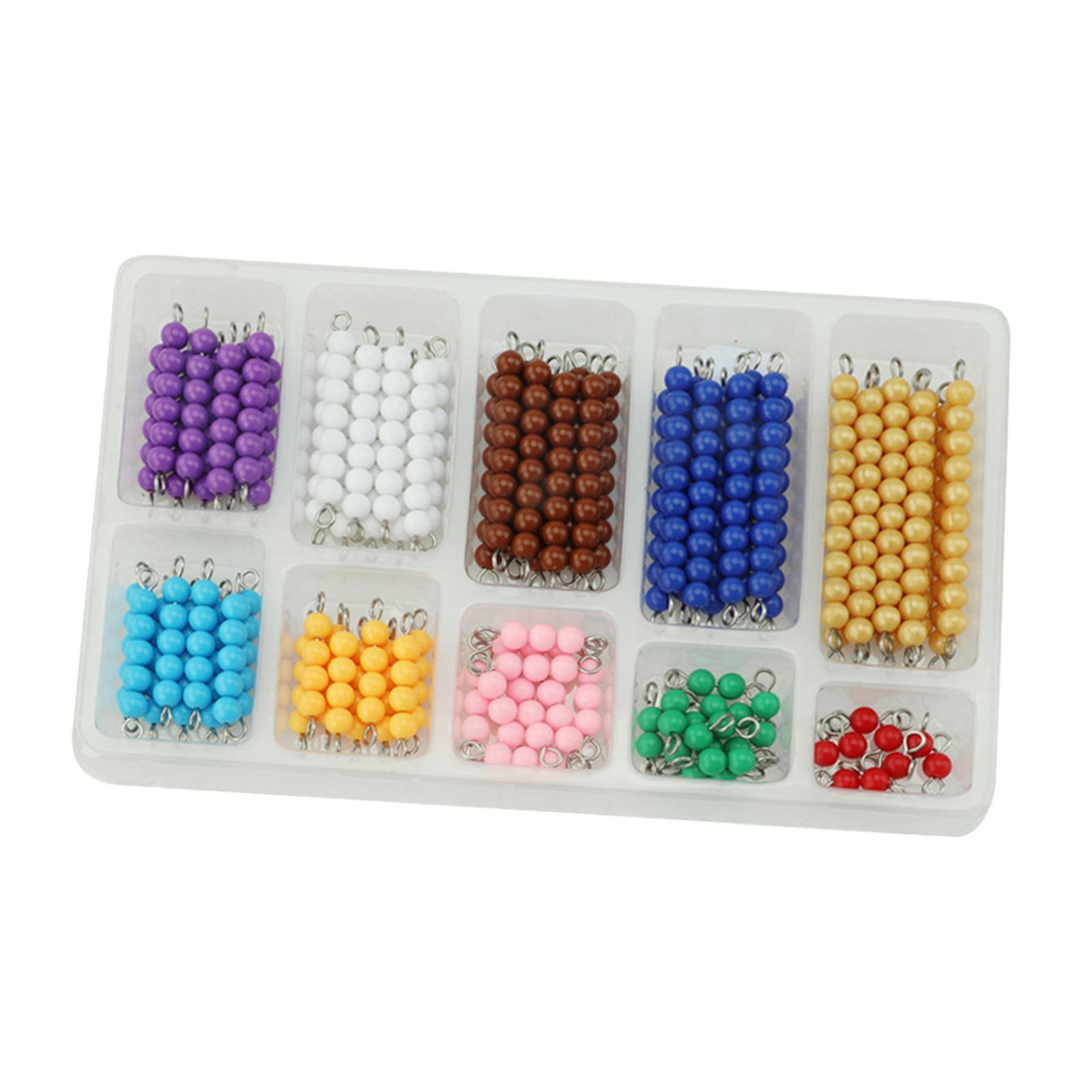 Cuentas para contar Montessori, ayuda para la enseñanza, cadenas de cuentas Montessori para niños y niñas