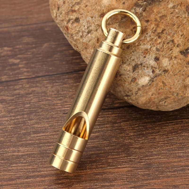 Sifflet de survie d'urgence multifonctionnel en laiton, porte-clés Portable, outils de plein air, sifflet d'entraînement pour Camping et randonnée