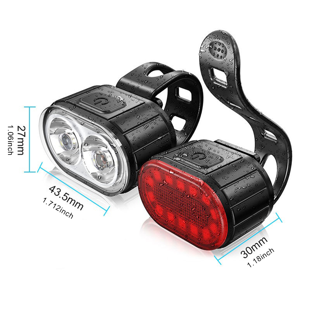 Faro delantero para bicicleta, luz de advertencia de seguridad, luz LED USB recargable a prueba de agua
