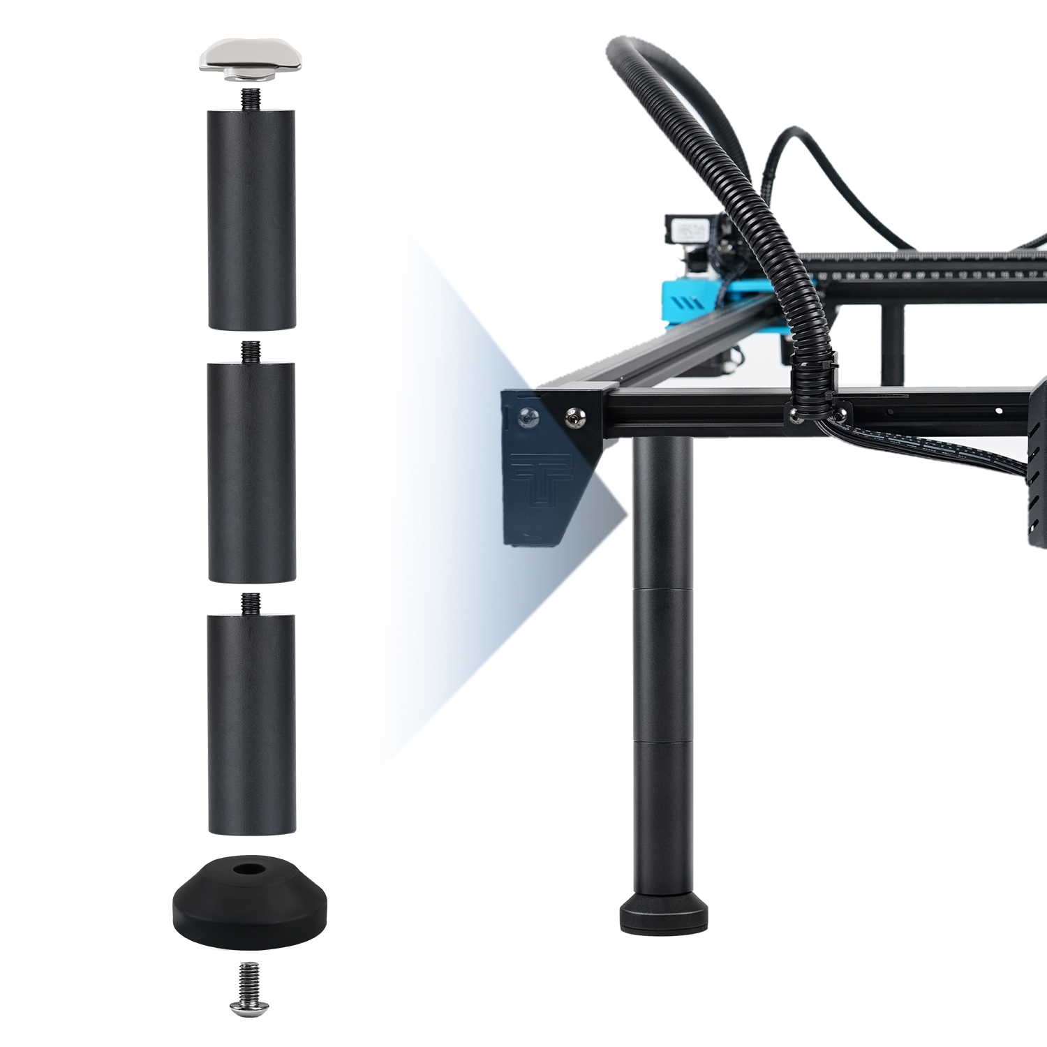 La colonna di rialzo del metallo di espansione della gamba della macchina per incisione laser 150MM aumenta il kit può essere utilizzata con il modulo a rulli rotanti dell'asse Y