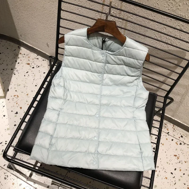 女性用の新しいノースリーブジャケット,春と冬用の白いダックダウン,軽くて暖かい,2023,90%
