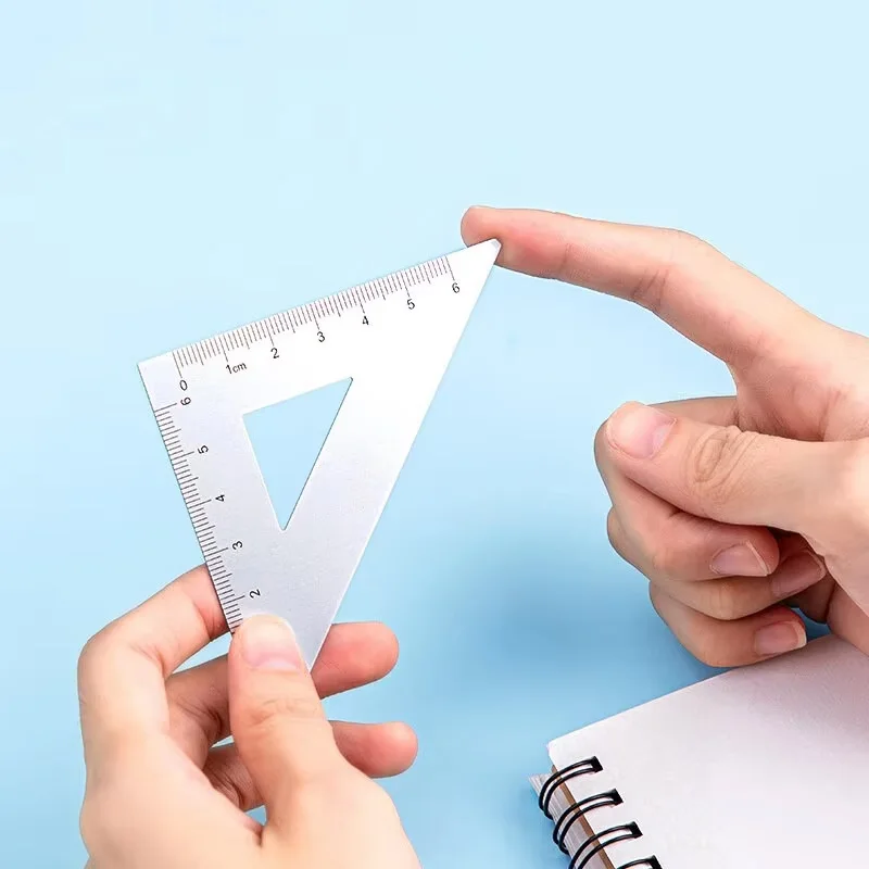 4 in 1 Deli Metal Ruler Stationery Set Aluminum Alloy Multifunctional Combination Ruler Triangle Protractor Alloy Drawing