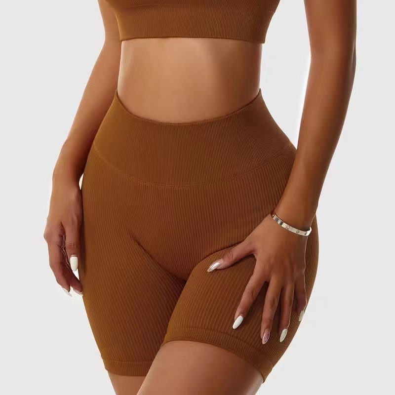 Naadloos gebreide sportshorts Casual hoge taille Push-up fietsbroek Fitness Running Tight Hip Lifting Yoga Shorts Sportkleding