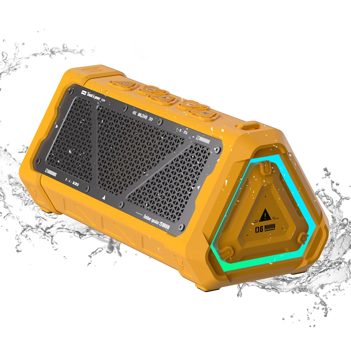 Altavoz Bluetooth para exteriores MLOVE P3, altavoz Bluetooth 5,3 con potencia de salida de 40W, sonido estéreo IPX7 resistente al agua, tarjeta Micro SD, luz RGB
