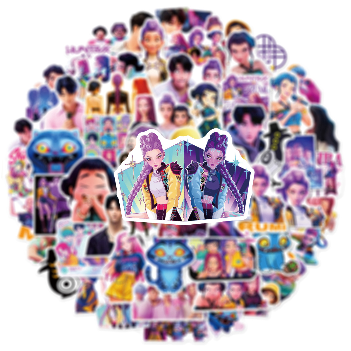10/30/60 pçs filmes animados kpop caçadores de demônios dos desenhos animados adesivo diy decoração à prova dwaterproof água skate notebook graffiti brinquedo